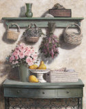 Basket and Roses (rose) Posters par T. C. Chiu