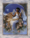 Black Angel with Dove Poster by T. C. Chiu
