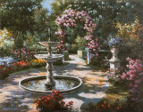 Garden Fountain Print by T. C. Chiu