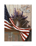 Flag with Purple Flowers Posters by T. C. Chiu