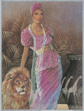 Woman with Lion Posters by T. C. Chiu