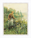 Girl Fishing Poster by Daniel Ridgway Knight