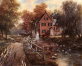 Red Covered Bridge Poster by T. C. Chiu