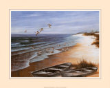 Deux canots sur la plage Affiches par T. C. Chiu