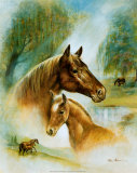 Brown Mare and Fowl Art by Ruane Manning Brown Mare and Fowl Art by Ruane Manning