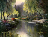 See in einem Weidenpark Kunstdrucke von T. C. Chiu