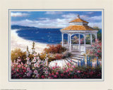 Gazebo on Beach Prints by T. C. Chiu