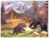 Bears on Logs Prints by M. Caroselli