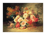 Pivoines et delphiniums dans un panier Affiches par Alfred Godchaux