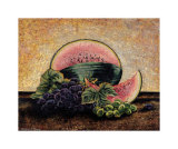Melon and Grapes Poster by Richard Henson