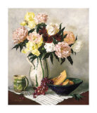 Peach Peonies and Irises Prints by Joe Anna Arnett