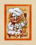 Will Work for Wine Affiches par Jerianne Van Dijk