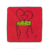 Chair on Red Prints by Joyce McAdams