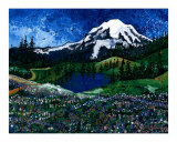Mt Rainier Blue Sky Giclee Print by Leone Ardo