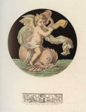 Cherub on Dolphin with Trumpet II Prints
