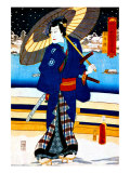 Kabuki Stroll on Japanese Bridge Lámina giclée Kabuki Stroll on Japanese Bridge Lámina giclée