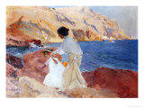 Clotilde and Elena on the Rocks, Javea Giclee Print by Joaquín Sorolla y Bastida