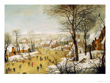 A Winter Landscape with Skaters and a Bird Trap Giclee Print by Pieter Bruegel the Elder