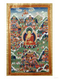 A Tibetan Thang.ka, Buddha Shakyamuni Surrounded by Many Scenes from His Previous Lives, 18th C Giclee Print