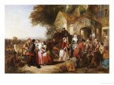 The Arrival of the Coach, a Roadside Inn a Century Ago, "Home, Sweet Home" Giclee Print by Thomas Falcon Marshall