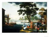 Summer: a Family Fishing by a Lake Giclee Print