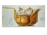 A Drawing of a Large Gilt Metal Kovsh in the Louis XV Style Giclee Print by Carl Faberge