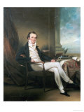 Portrait of a Gentleman, Seated Small Full Length, Wearing a Black Coat, by a Table reproduction procédé giclée par George Chinnery