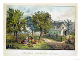 American Homestead; Autumn Giclee Print by Currier & Ives 