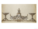 A Drawing of a Silver Oval-Shaped Basket Giclee Print by Carl Faberge