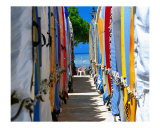 Surfboard Storage, Waikiki Beach Photographic Print by George Oze