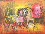 Chevaux dans le Soleil Collectable Print by Lebadang 