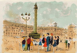Paris, Place Vendome Collectable Print by Urbain Huchet
