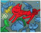 Chat Riant a la Lune Limited Edition by Guillaume Corneille