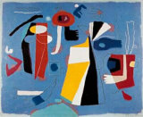 Szene in Blau Lámina coleccionable por Willi Baumeister