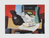 Guitar, Glass and Fruit Sammlerdrucke von Pablo Picasso