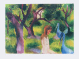 Girl with Blue Birds Posters by Auguste Macke