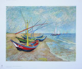 Barques sur la plage, 1888 Reproductions pour les collectionneurs par Vincent van Gogh