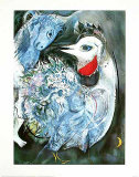 Les plumes en fleurs Poster par Marc Chagall