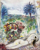 Akt mit Blumenkorb Verzamelposters van Marc Chagall