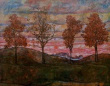 Vier Bäume Kunstdruck von Egon Schiele