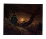 Zwei Männer betrachten den Mond Kunstdrucke von Caspar David Friedrich