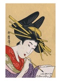 Japanese Matchbox Label with a Woman Painting Giclee Print
