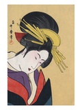 Japanese Matchbox Label with a Woman Wearing Traditional Hair Ornaments Giclee Print