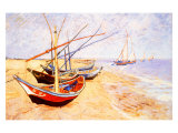 Fishing Boats on the Beach at Saints-Maries, c.1888 Giclee Print by Vincent van Gogh