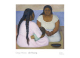 Two Women and a Child Affiches par Diego Rivera