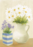 Daisies and Violets in Vase and Pitcher Arte por David Col Daisies and Violets in Vase and Pitcher Arte por David Col