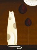 Feline and Two Leaves Art par Jo Parry