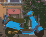 Blue Motor Scooter Posters by Nelson Figueredo