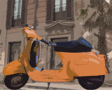 Orange Motor Scooter Prints by Nelson Figueredo
