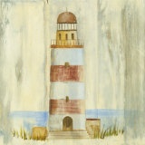 Red Striped Lighthouse Prints by Jose Gomez